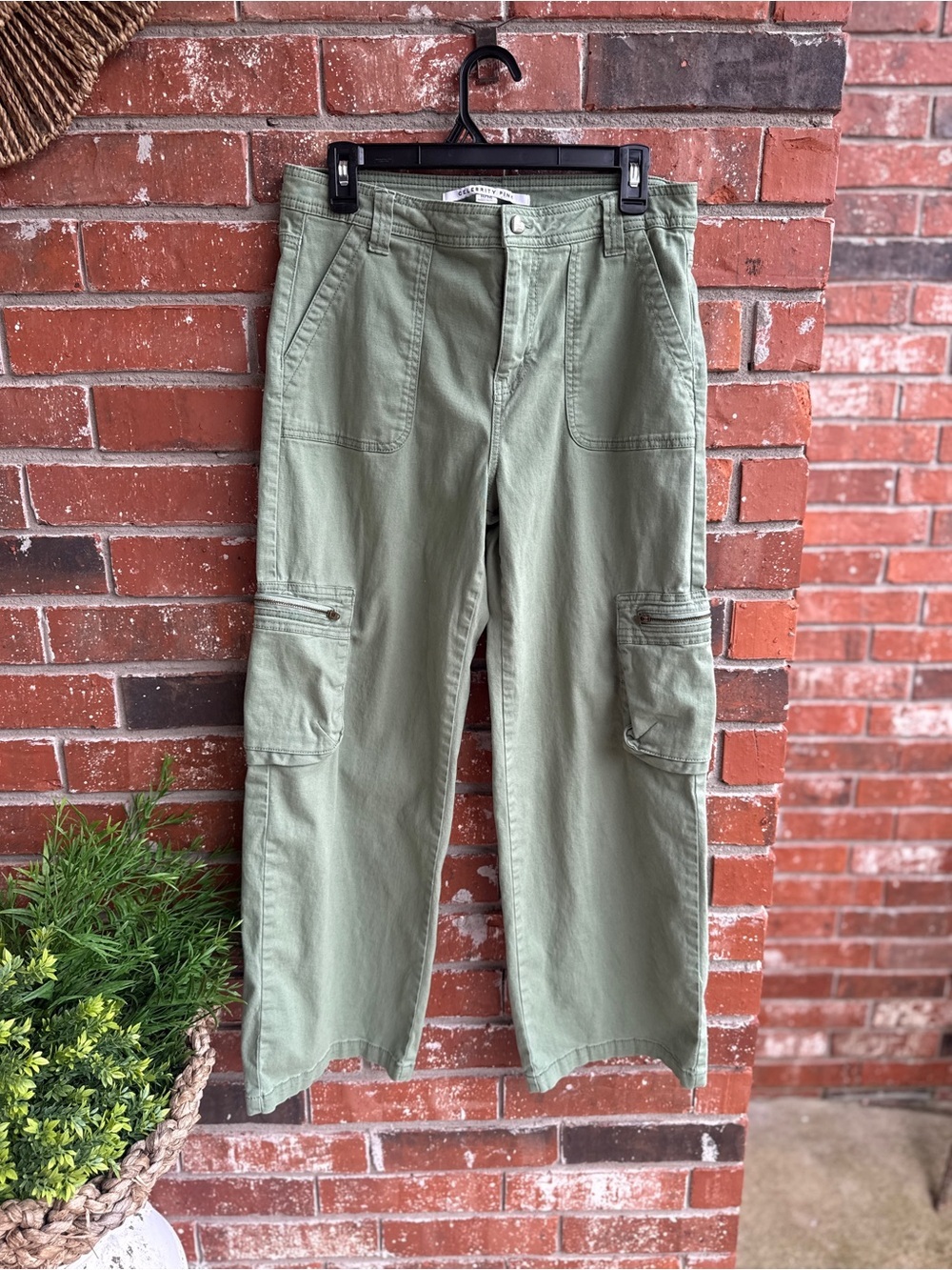 Celebrity Pink Olive Green Cargo Pants with Utility Pockets